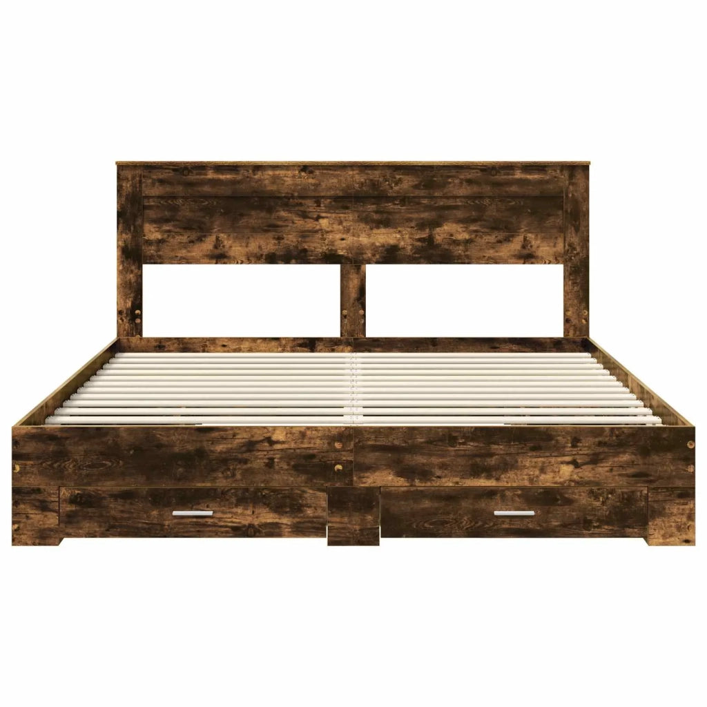 Letto matrimoniale | Letto per adulti | Struttura del letto Rovere fum¨¦ 200 x 200 cm Legno multistrato