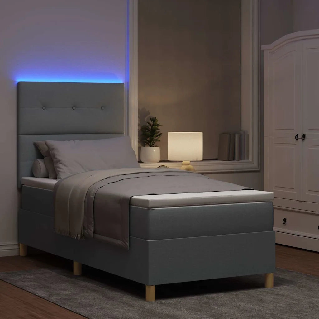 Letto a Sorgente LED Grigio chiaro 100 x 200 cm Tessuto 3343075