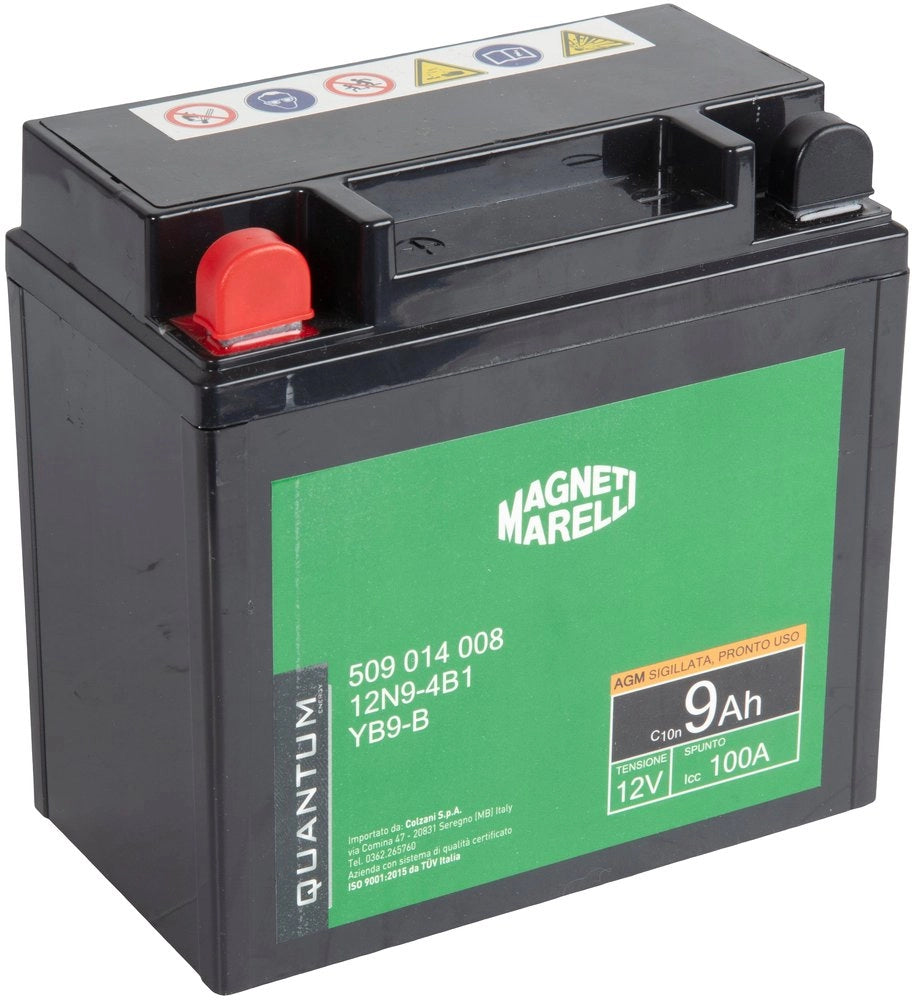 Magneti marelli batteria moto e scooter 9AH 12V 100A tecnologia AGM sigillata polo positivo sinistro
