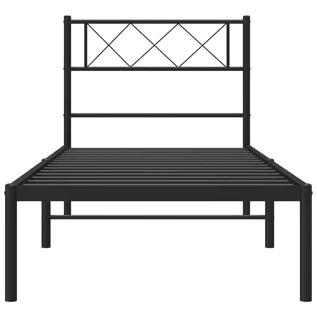 Giroletto con Testiera Metallo Nero 100x200 cm 372272