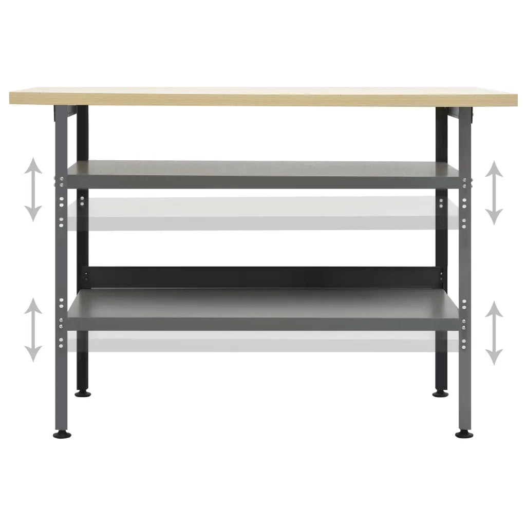 Banco da Lavoro Grigio 120x60x85 cm in Acciaio 145344