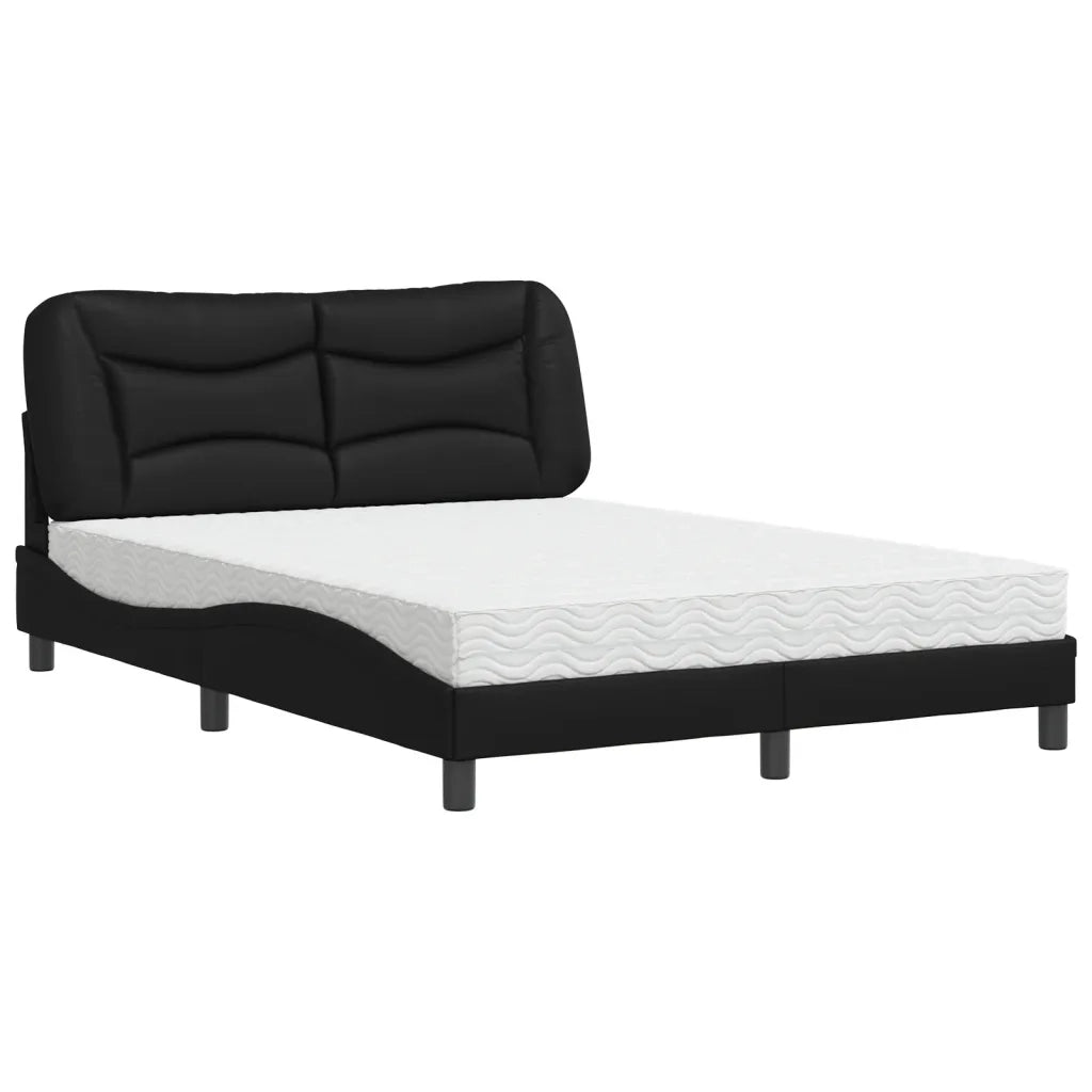 Letto con Materasso Hvar Nero 140x190 cm in Similpelle