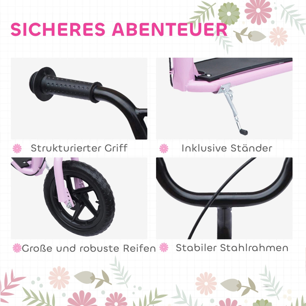 Monopattino per Bambini ¨C Xylo ¨C con Freno a Mano, Cavalletto, Ruote 12', Rosa, da 5 Anni