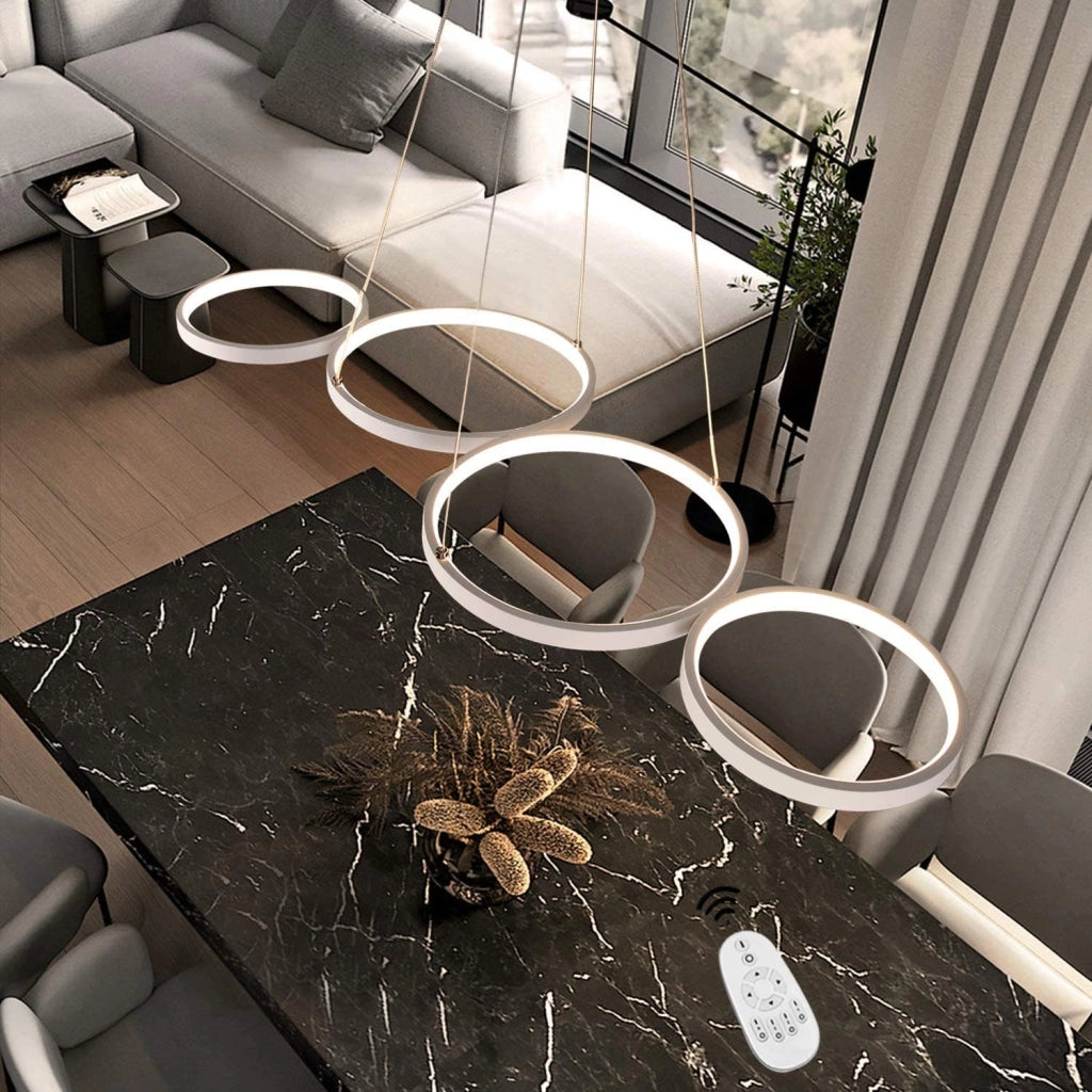 Lampada a sospensione ZMH moderno 4 luci anello altezza regolabile 88 cm per sala da pranzo e ufficio