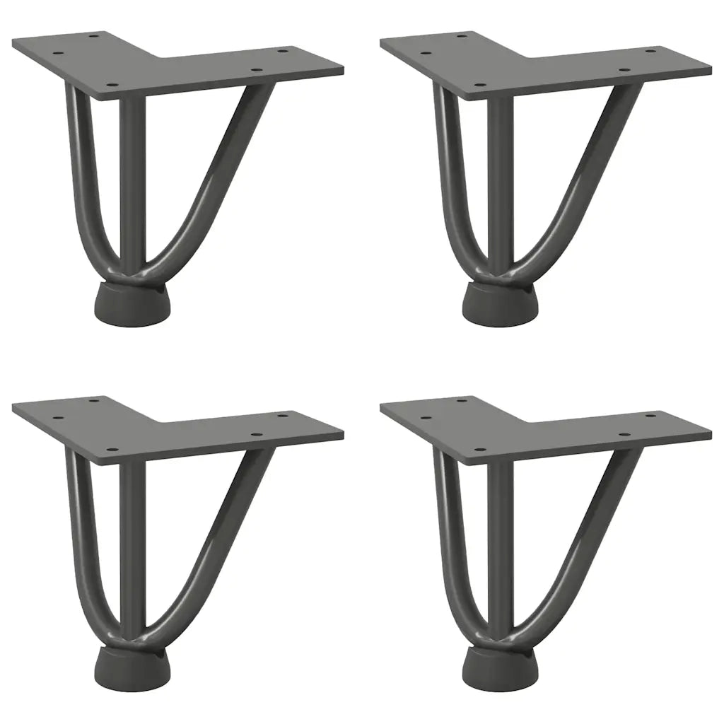 Gambe a forcina per tavolino 4 pz antracite 10 cm acciaio massiccio