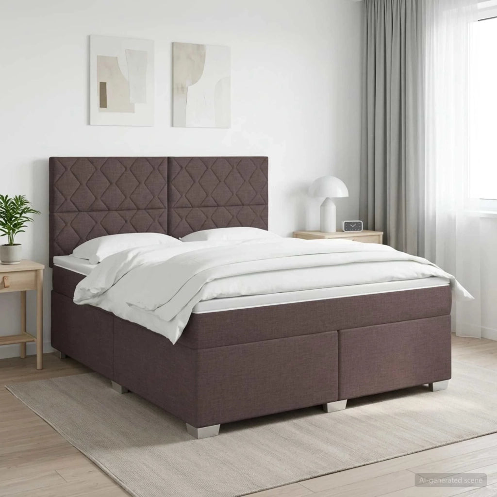 Letto box spring con materasso Marrone Scuro 140 x 190 cm 3453412
