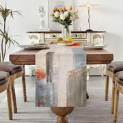 Tavolo da pranzo in lino arancione e grigio 33 x 183 cm dipinto moderno a olio di arte astratta tavolo da pranzo tavolo da lente tavolo da loper tavolo da pranzo per salotto sala da pranzo stanza da vacanza festa cena