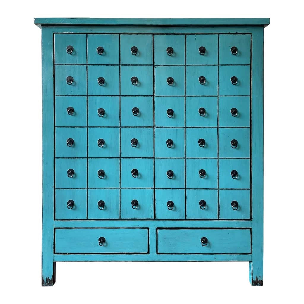 Armadio in legno blu fatto a mano, dimensioni 102x42x120 cm