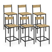IDMarket - Set di 6 sgabelli da bar DETROIT con schienale sedia da cucina di design industriale