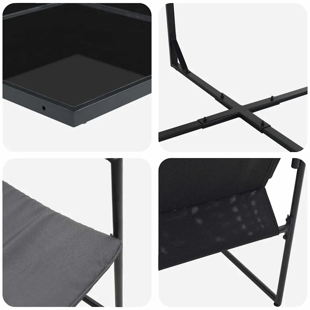 Set da Pranzo per Giardino 5 pcs Nero Acciaio 3335858