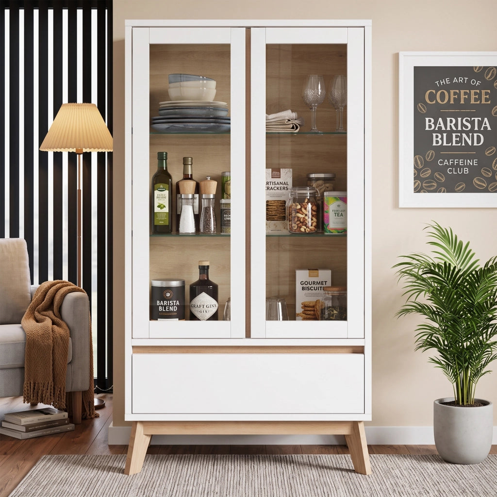 Mobile contenitore da cucina con ripiani regolabili, 80x40x150 cm, bianco, in truciolare