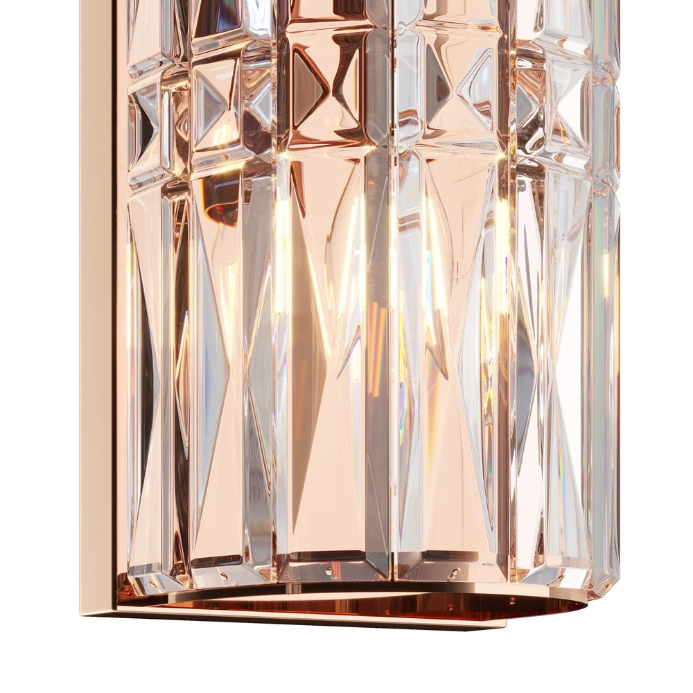 Applique Contemporanea Facet Metallo Oro 3 Luci Diffusori Vetro Trasparente