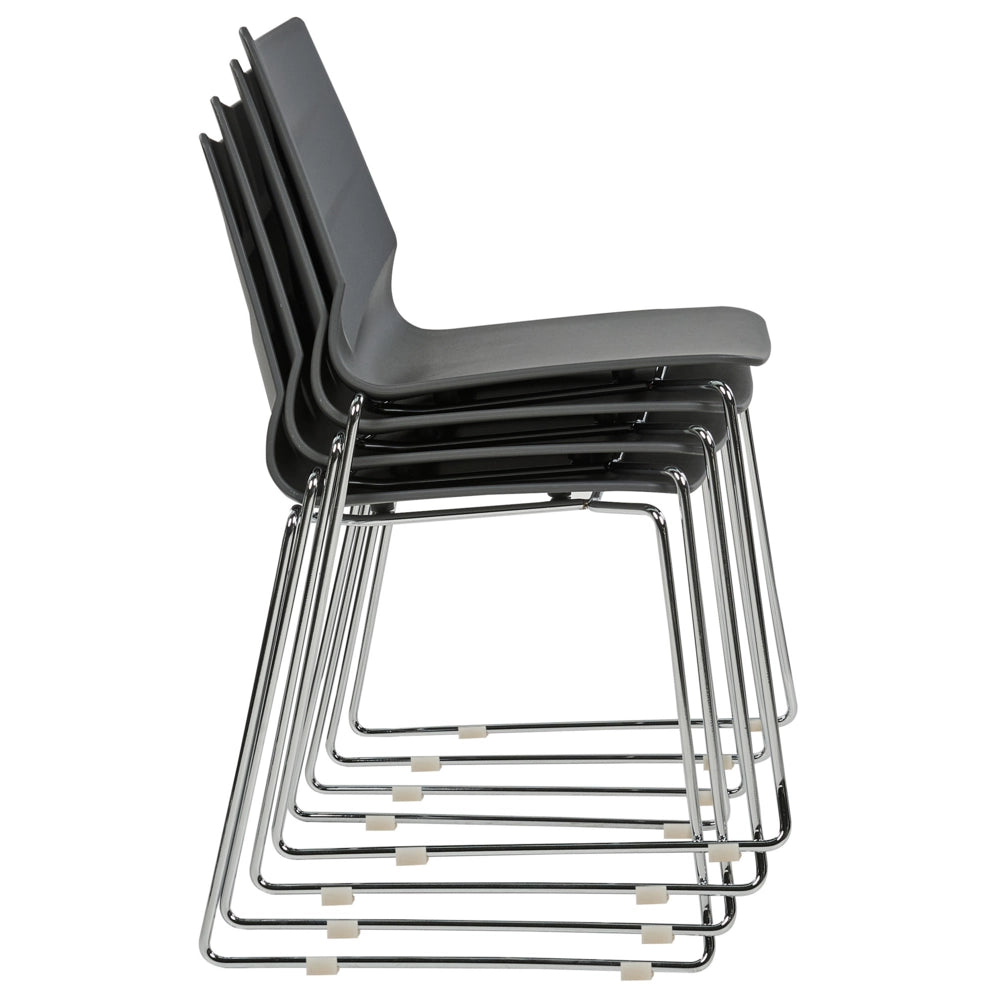 Set di 4 sedie in plastica con gambe d'acciaio grigio scuro sedie da conferenza design scandinavo moderno