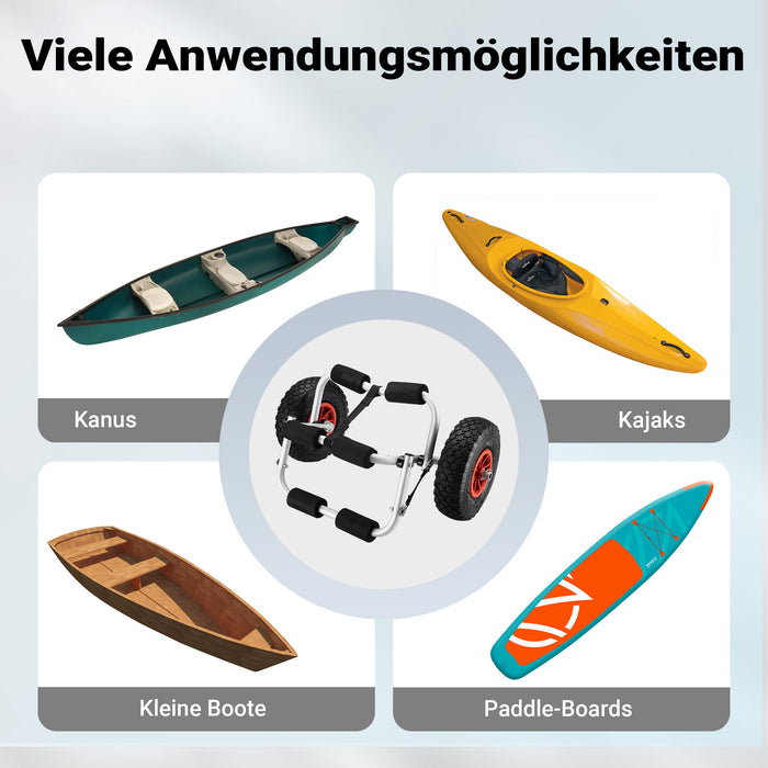 Carrello da trasporto pieghevole per kayak In alluminio Max 45 kg Per canoe e simili imbarcazioni