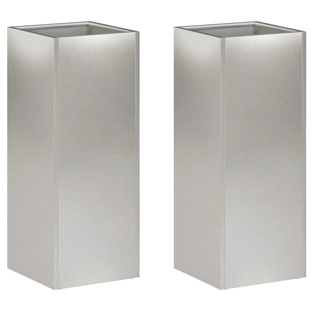 Vaso da giardino 2 pz Argento 20 x 20 x 40 cm Acciaio Inox 8005297