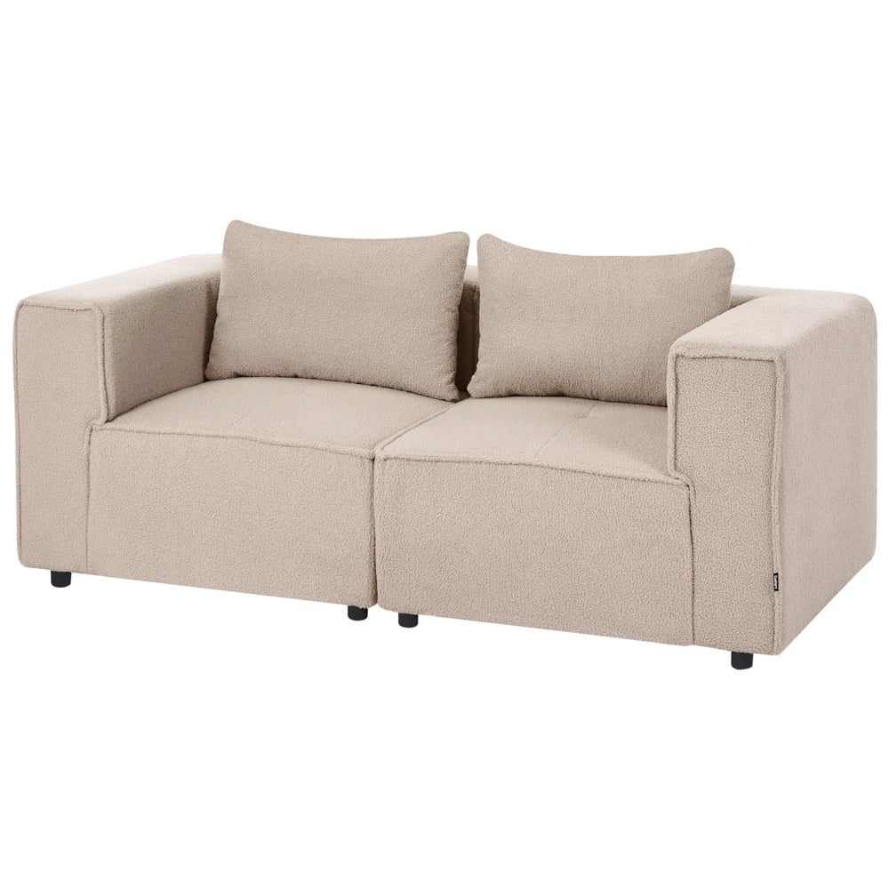 Divano modulare a 2 posti Divano componibile in bouclé beige in due sezioni Stile moderno e minimalista