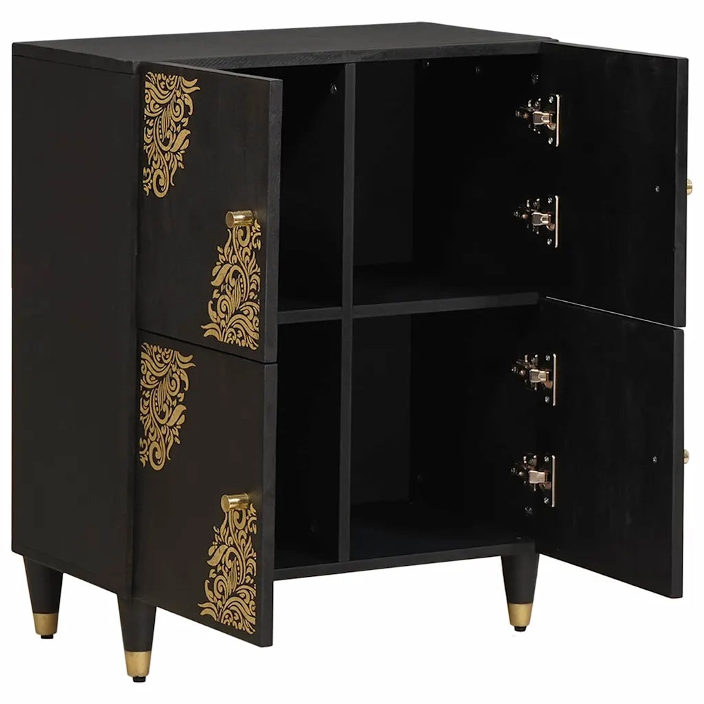 Credenza con porta-Buffet-Armadio da cucina Nero 60 x 33 x 75 cm Legno di mango massello 628863
