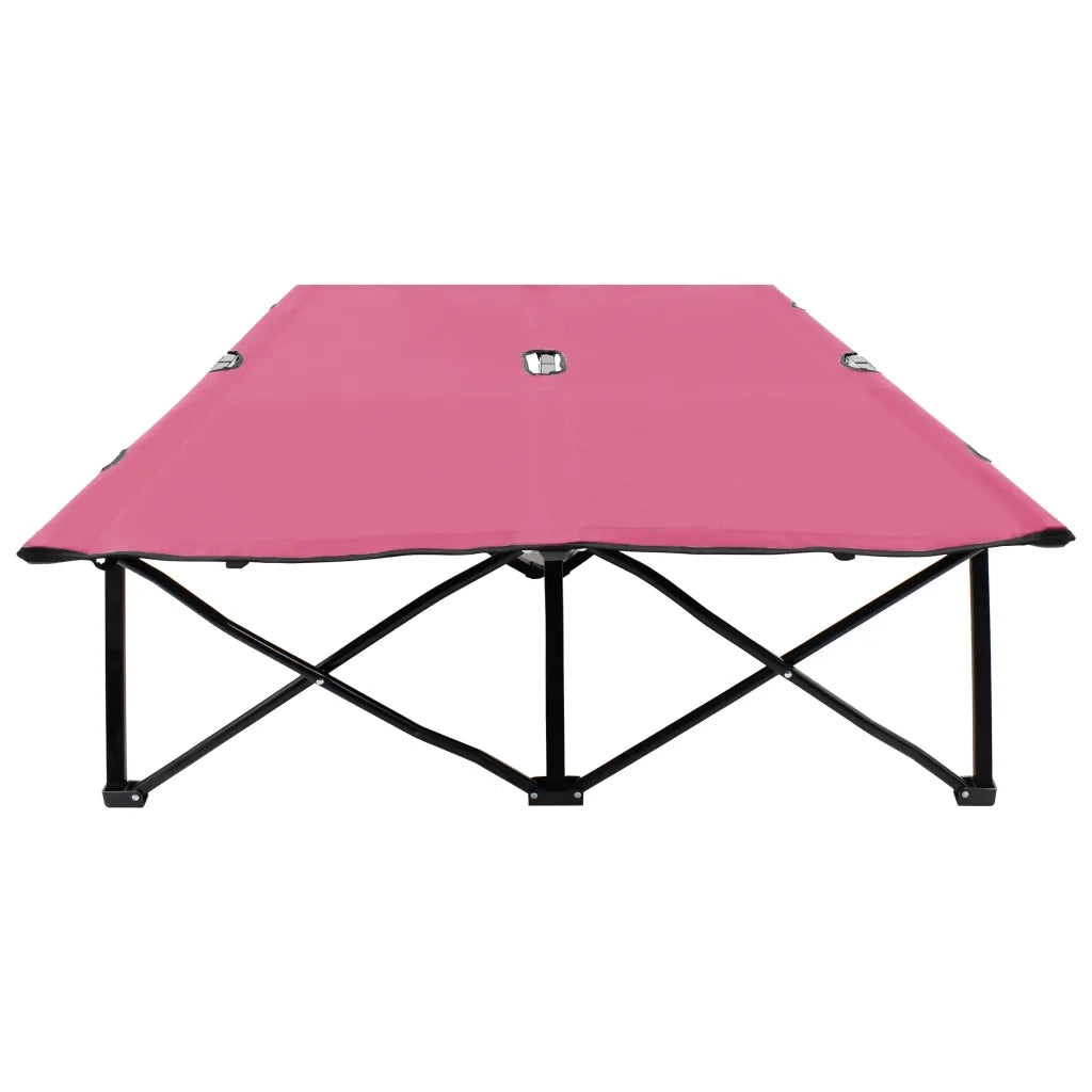 Lettino Prendisole Pieghevole Due Persone Rosa in Acciaio 310353