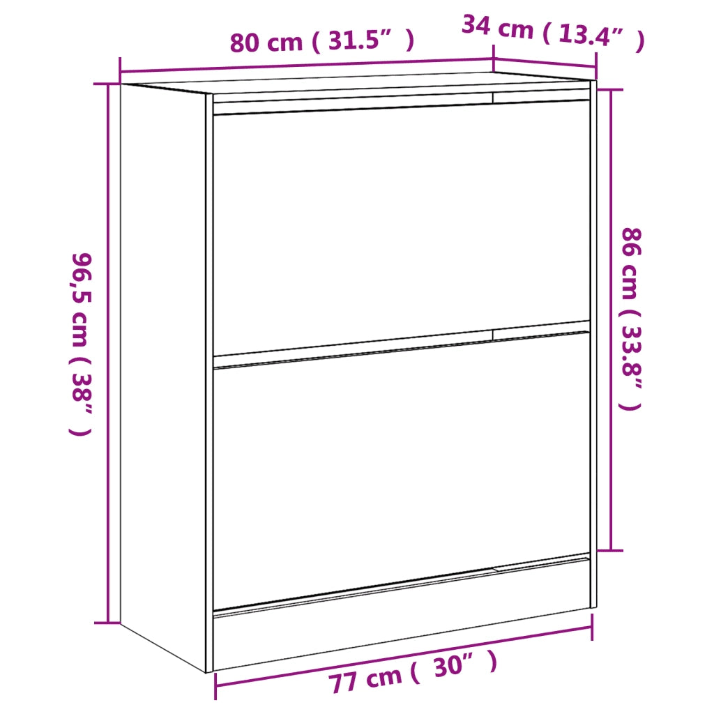 Scarpiera-Scaffale per scarpe Bianca 80x34x96,5 cm in Legno Multistrato