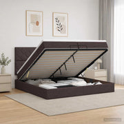 Letto Ottomano con Materasso e LED Marrone Scuro 200 x 200 cm 3458183