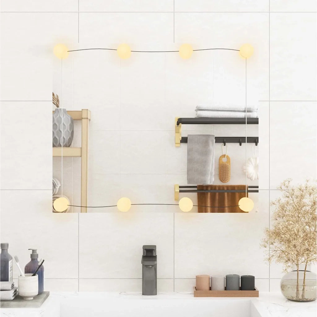 Specchio da Parete con Luci LED-Specchio a Muro-Specchio Decorativo 50x60 cm Vetro Rettangolare