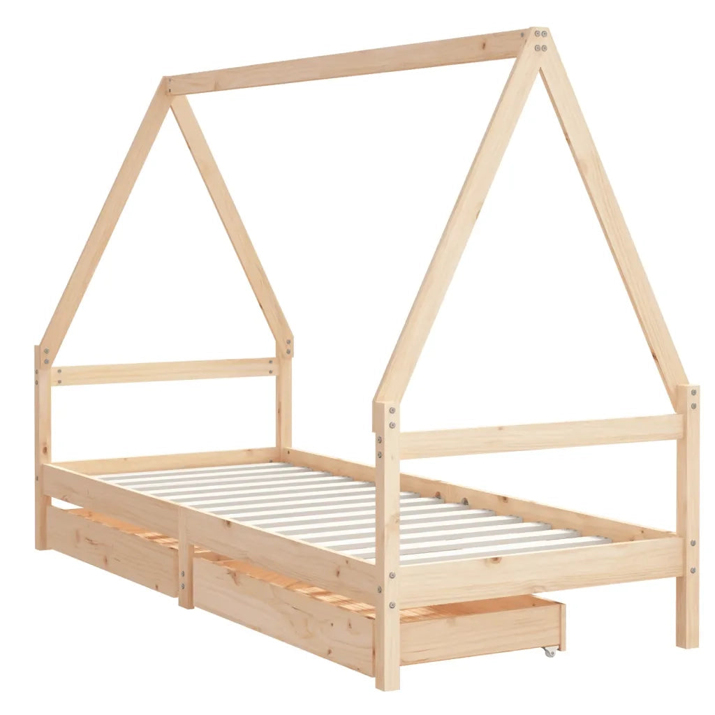 Giroletto Bambini | Letto Infantile | Lettino con Cassetti 80x200 cm Legno Massello di Pino