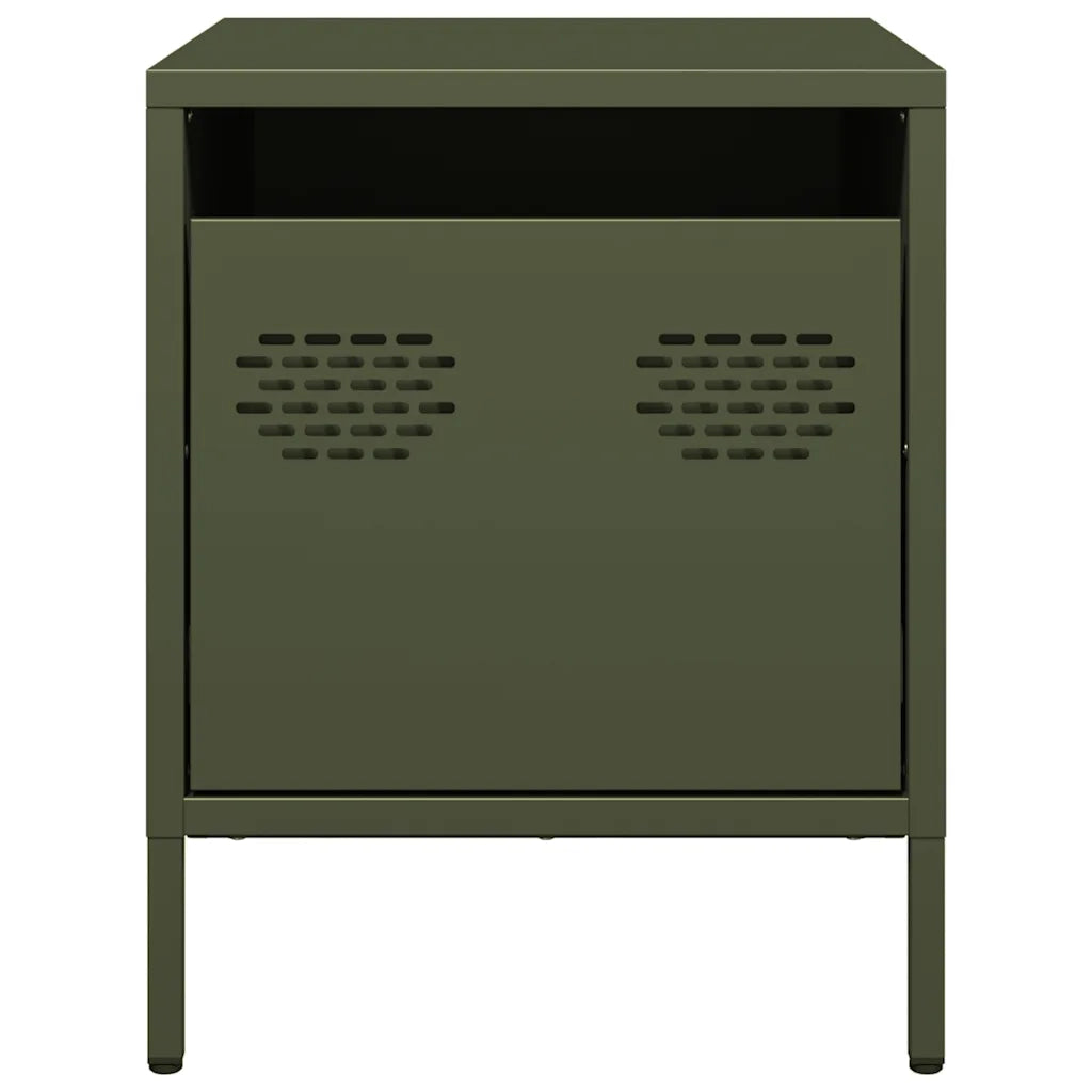 vidaXL Comodino Verde Oliva 35x39x43,5 cm in Acciaio