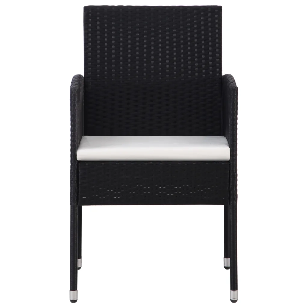 Set da Pranzo da Giardino 5 pz Nero in Polyrattan e Acciaio 3203306