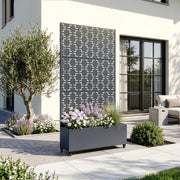 Fioriera con Spalliera Aaskis a Rotelle in Acciaio 190 x 82 x 38 cm - Grigio Antracite casa.pro