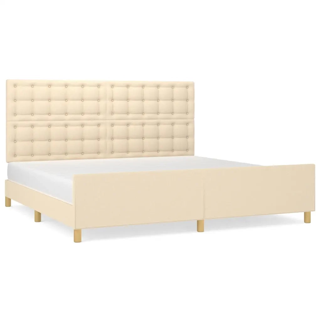 Giroletto senza Materasso-Struttura Letto Crema 200x200 cm in Tessuto 633515