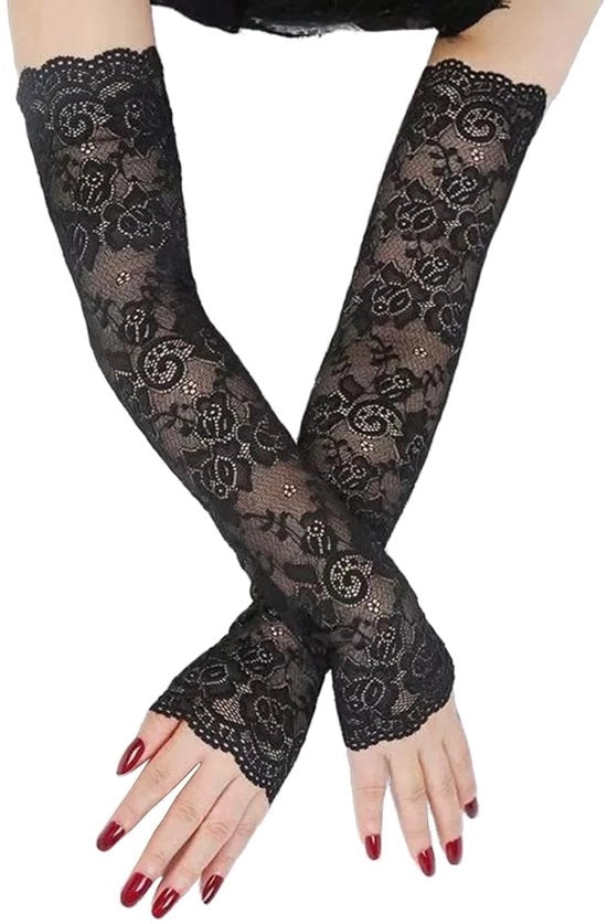 Guanti da protezione UV per braccia - senza dita - neri - leggeri - traspiranti - realizzati in materiale elastico