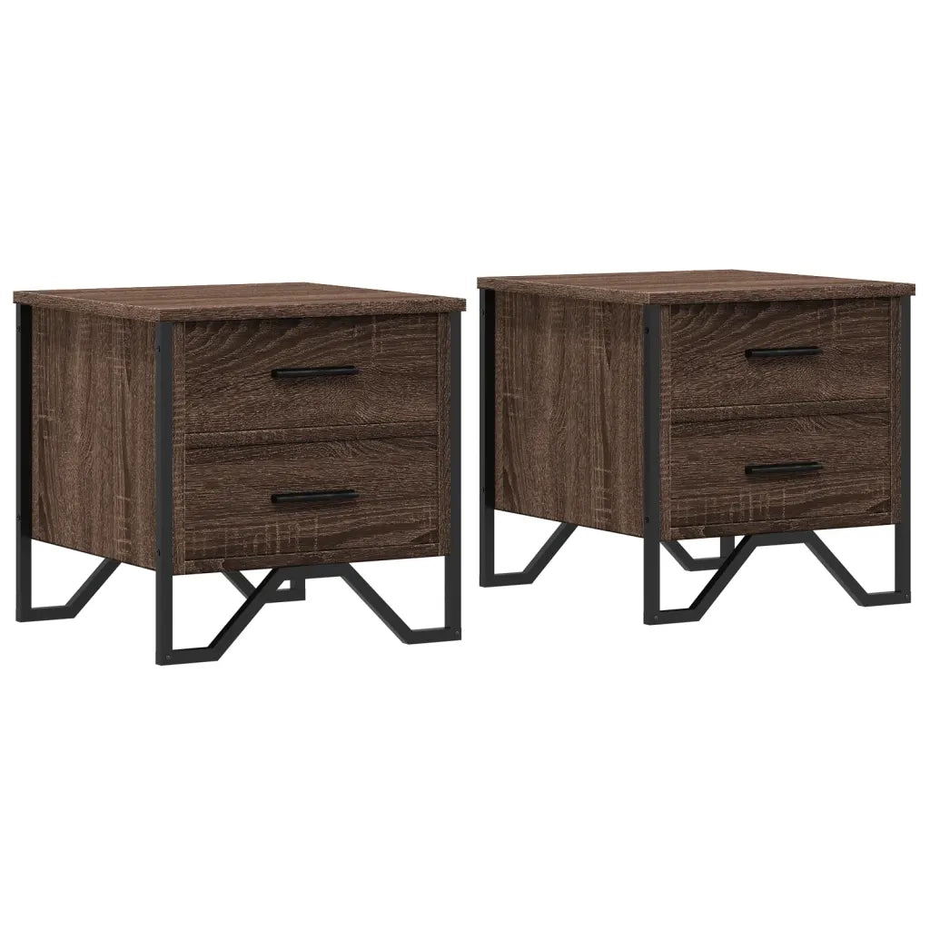 Comodini 2 pz Rovere Marrone 40x41x40 cm in Legno Multistrato