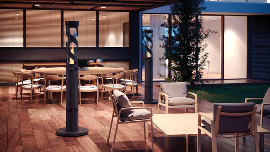 Stufa da Esterno Fungo a Pellet Ø52x194 cm in Ferro Decapato e Vetro Ibiscus Antracite