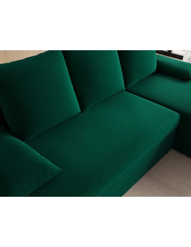 Divano ad angolo Verde scuro 3 posti angolo universale 206x90x146cm GINA