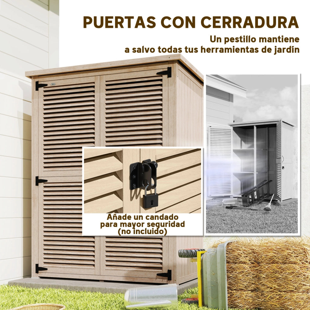 Armadio da Giardino ¨C Zephmum ¨C Legno Naturale 127x65x168 cm