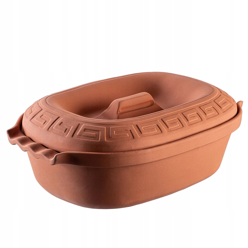 Vaso in terracotta KADAX Roman Clay Pot 5 L, forma ovale grande con coperchio.