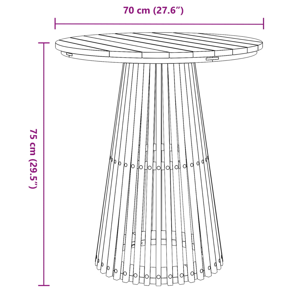 Tavolo da Pranzo da Giardino Ã˜70x75 cm in Legno Massello di Teak