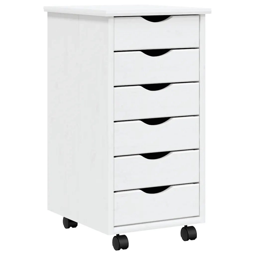 Mobiletto su ruote pratico con cassetti 34 x 39 x 65,5 cm design rustico legno di pino bianco 02_0047157