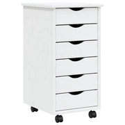 Mobiletto su ruote pratico con cassetti 34 x 39 x 65,5 cm design rustico legno di pino bianco 02_0047157
