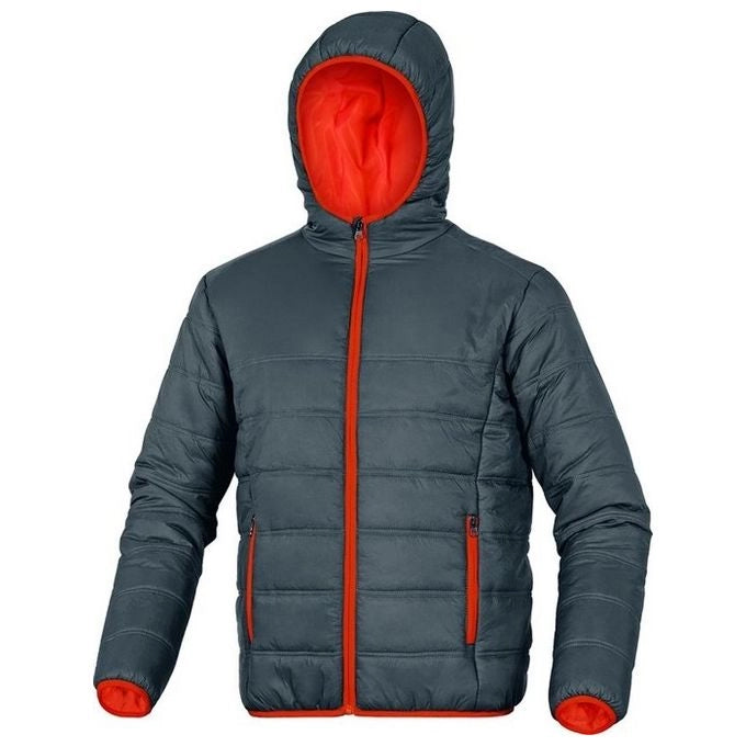 Deltaplus DOONGRXX MACH 2 Piumino Imbottito Poliammide Chiusura Zip Anti-freddo Cappuccio Fisso 2 Tasche colore Grigio-Arancio