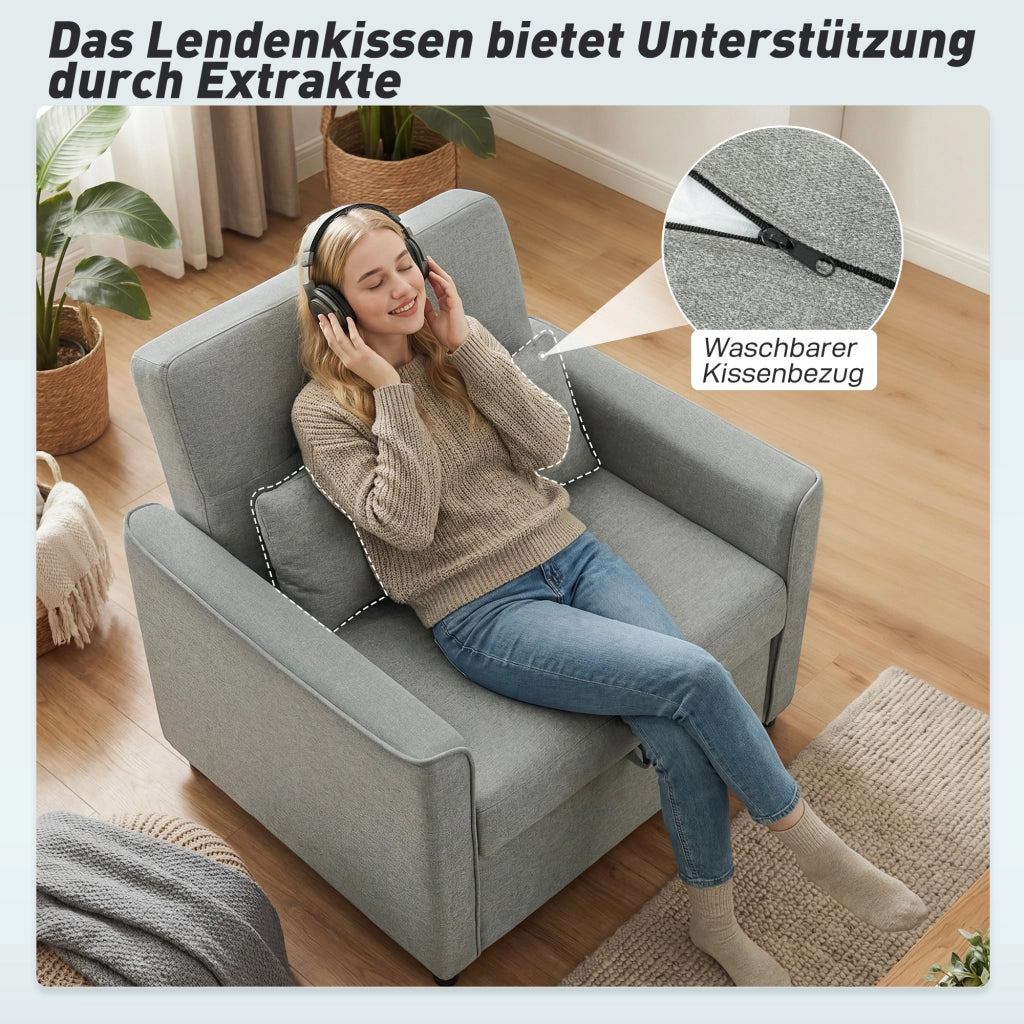 Sedia letto estraibile con schienale regolabile ¨C zephmum ¨C grigio