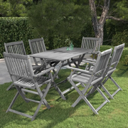 Set da Pranzo per Giardino 7 pz Legno Massello di Acacia Grigio