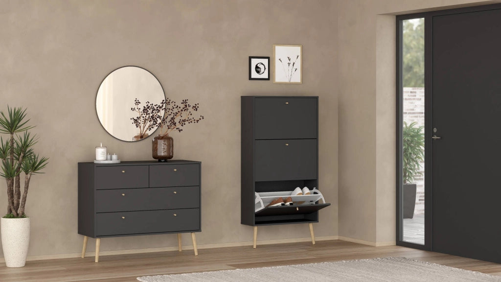 Scarpiera Fung, Mobile portascarpe, Armadio da ingresso multiuso, Mobiletto per calzature, 70x24 h139 cm, Grigio