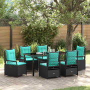 Set da Pranzo per Giardino 7 pcs Nero polyrattan 3381062