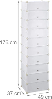 Scarpiera/armadietto modulare in plastica per 20 paia di scarpe bianco 13_0001644_2