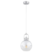 Lampada a sospensione sfera vetro cromo E27 Alfa Derol