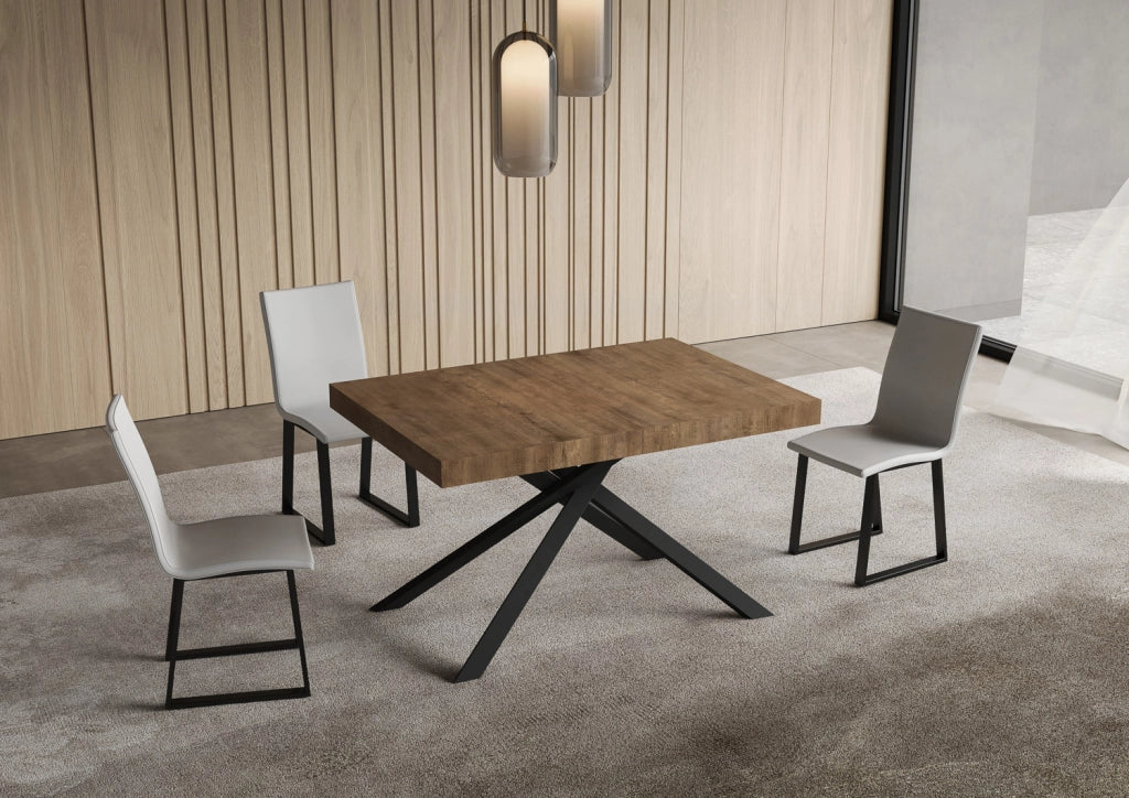 Tavolo Allungabile 120-224x90x74 cm Niket Noce Gambe Antracite