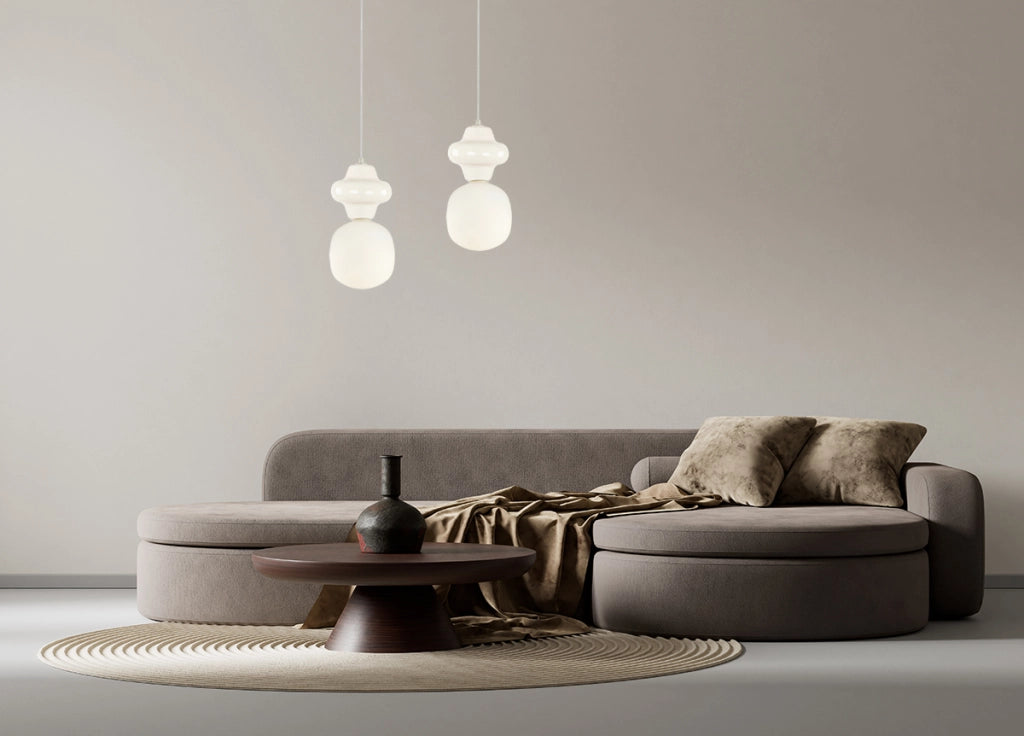 Sospensione Art Déco ceramica vaniglia Ø15 1xE14 Italux
