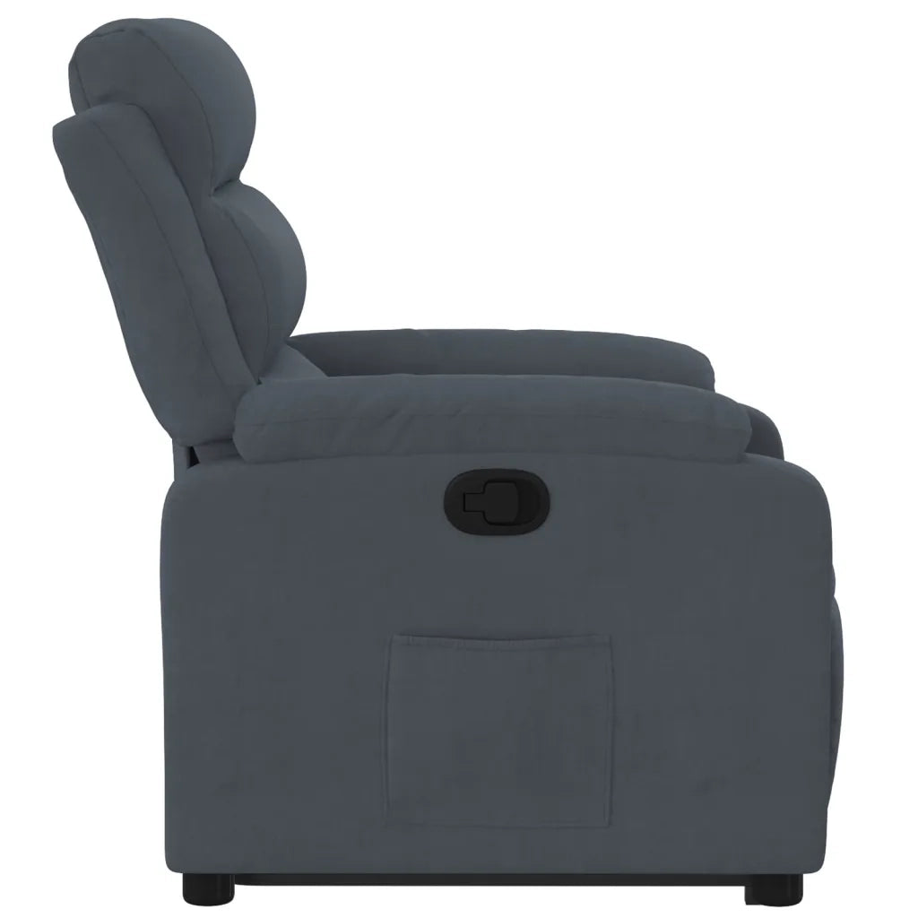 Poltrona | Sedia Relax Alzapersona Reclinabile Grigio Scuro in Velluto