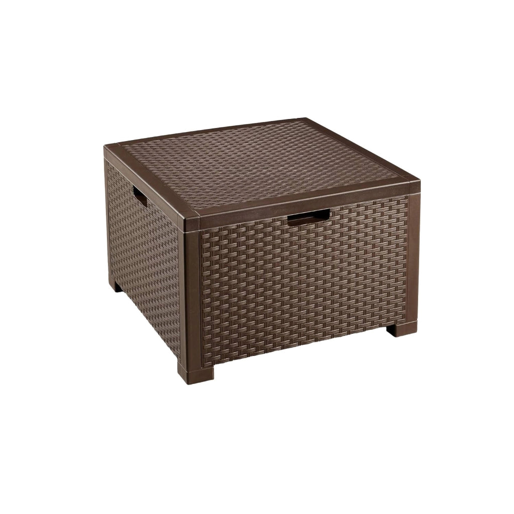 Set salotto da esterno Cameri, Salottino outdoor, Set da balcone o giardino, Composizione soggiorno per esterni, Made in Italy, Marrone